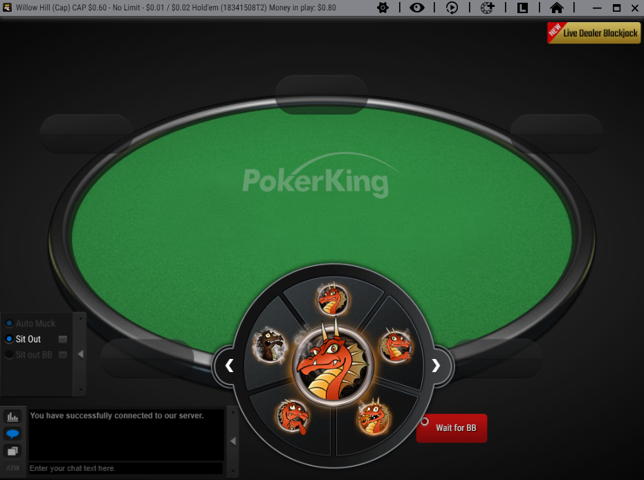 выбор аватара за столом PokerKing