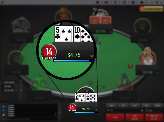 таймбанк в интерфейсе PokerKing